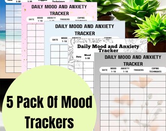 Stimmungs & Angst Tracker Printable: Self-Care Journal für Mütter (PDF Download, 5er Pack)