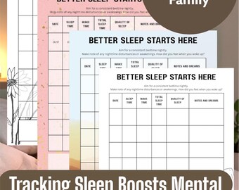 Druckbarer Schlaf- & Wellness-Tracker: Familien-Self-Care-Tagebuch (PDF-Download