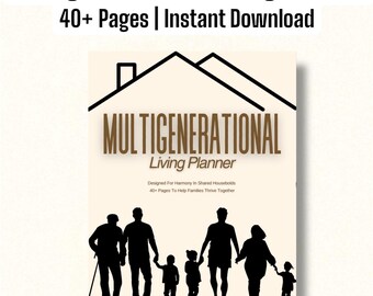 Druckbarer Mehrgenerationen Familienplaner PDF | "Geteiltes Haus Organizer, Haushalt, Haushalt, Mahlzeiten & Betreuer Logs."