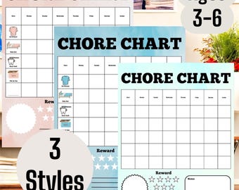 EDITIERBARE Einfache Kinderchore-Chart: Einfache visuelle Routine (3er-Pack PDF-Download) im Alter von 2-6 Jahren