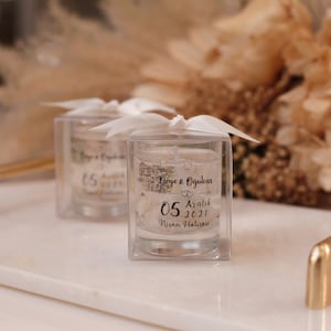 Candela gel con tazza di vetro piccola, candela da doccia nuziale sfusa, candela nuziale con nome personalizzato, candela di fidanzamento personalizzata, candele sfuse personalizzate