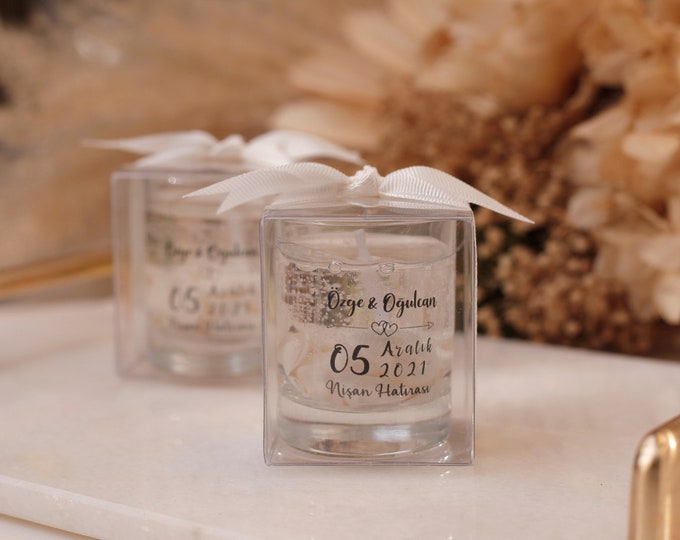 Small Glass Cup Gel Candle, Bulk Bridal Shower Candle, Custom Name Wedding Candle, Personalized Engagement Candle, Custom Bulk Candles