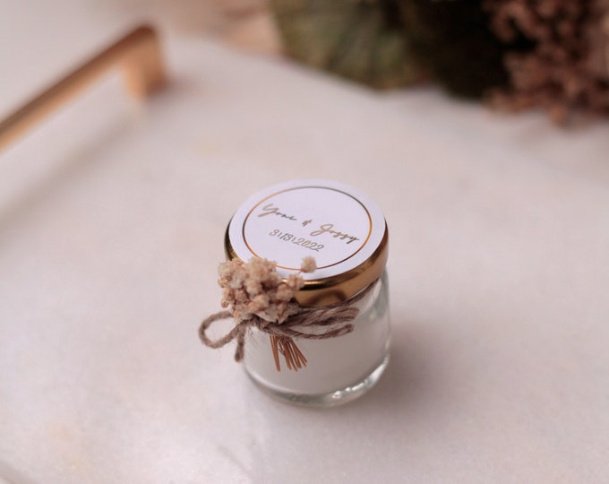 Custom Name Small Wedding Candle, Engagement Candle in Glass Jar, Bridesmaid Candle, Unique Candle For Engagement, Bridal Shower Favors