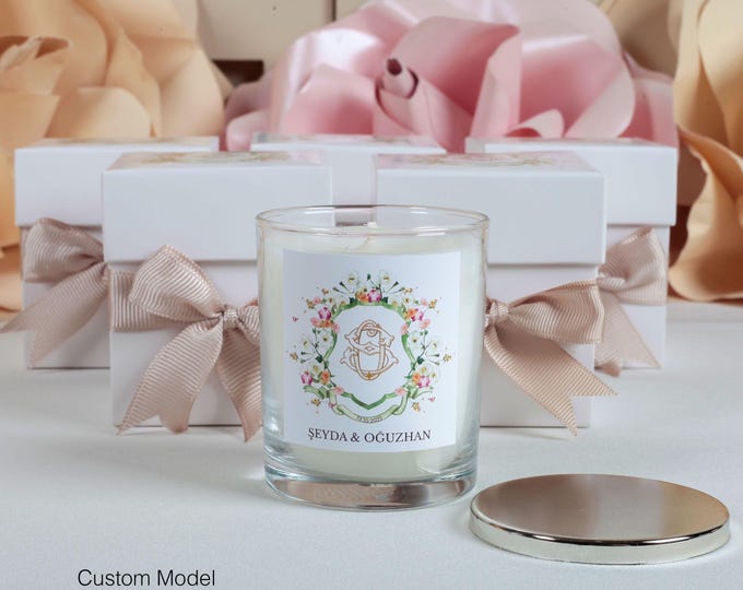 Personalized Vanilla Scented Big Candle Favors: Wedding, Baby Shower, Baptism
