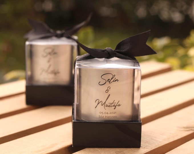 Personalized Silver Wedding Favor Candle, Custom Name Candle, Unique Wedding Candle, Personalized Bridesmaid Candle, Valentines Day Gift