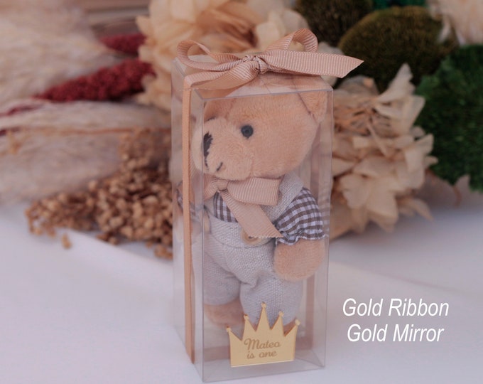 Custom Teddy Bear Baby Shower Favor, Plush Teddy Bear Keychain, Personalized Teddy Bear Keychain, Welcome Baby Party Favor