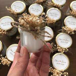 Wedding Jar Candle Favor For Guests, Small Custom Wedding Jar Candle, Glass Candle Jars, Bulk Bridal Shower Candle Favors, Small Jar Candles