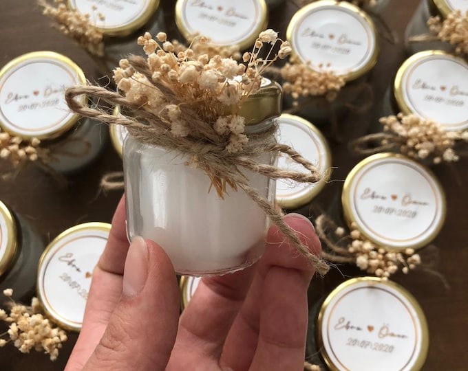 Wedding Jar Candle Favor For Guests, Small Custom Wedding Jar Candle, Glass Candle Jars, Bulk Bridal Shower Candle Favors, Small Jar Candles