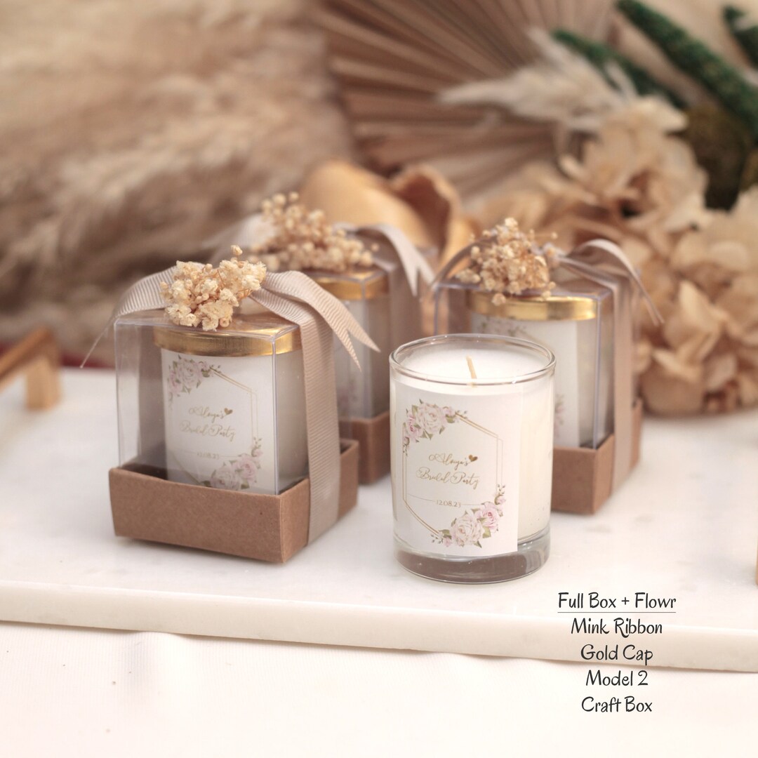 Personalized Wedding Favor Candle, Bridal Shower Candle, Engagement