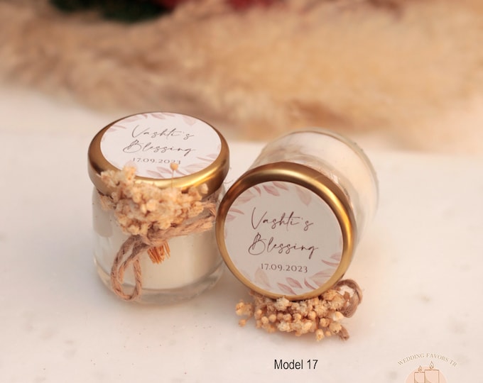 Small Custom Wedding Candle, Glass Jar Candle, Bulk Bridal Shower Candle, Wedding Candles for Guests Bulk, Personalized Name Candle