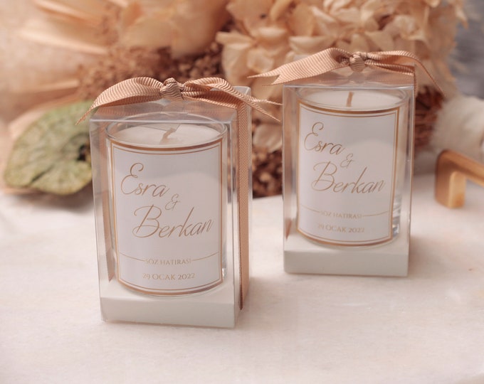 Personalized Candle Favor for Engagement,  Wedding Candle Favors For Guests, Wedding Favor Boxes, Bridesmaid Candle, Bridal Candle Favor