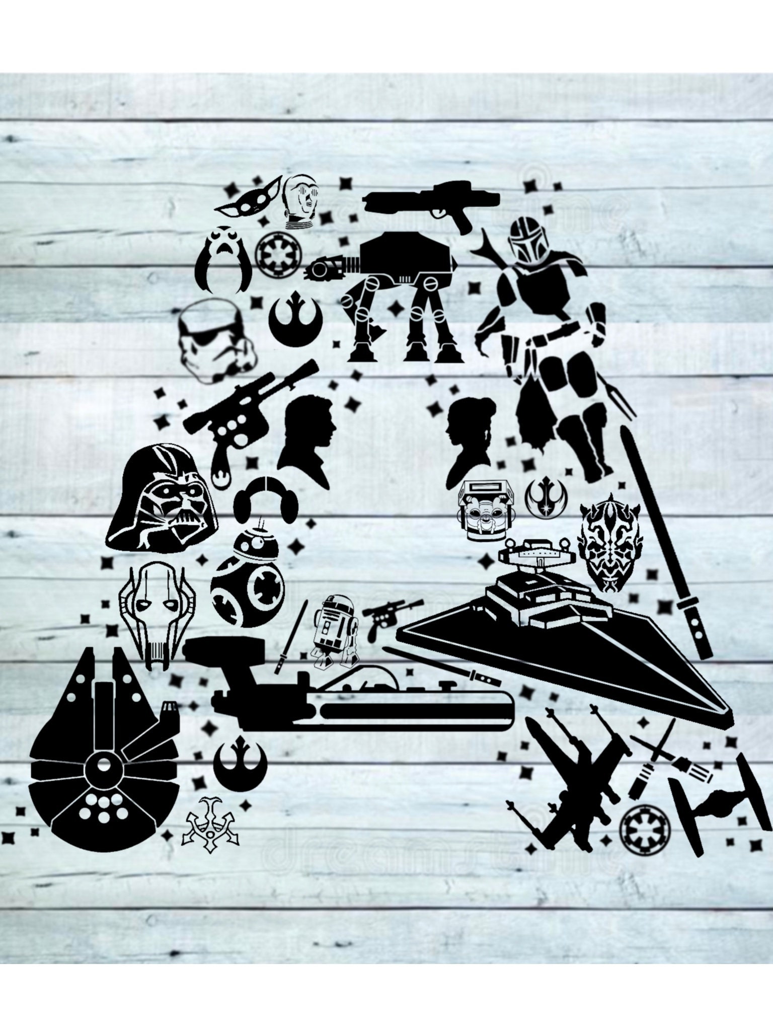 Star Wars Letters A-Z - Collage Alphabet - Cricut PNG JPEG PDF - Digital Download - Silhouette -
