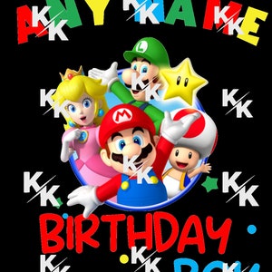 Super Mario and Friends custom birthday boy png, digital download, sublimation