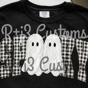 SPOOKY Patchwork Ghost Appliqué, png, digital download, transparent background