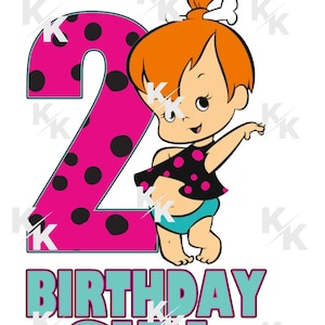 PEBBLES flintstone, 2nd birthday, sublimation, digital download