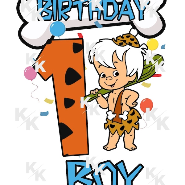 BAM BAM FLINTSTONE 1st birthday, digital download, sublimation, dtf