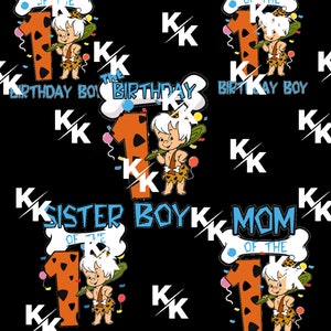 bambam 1st birthday includes mom dad brother and birthday boy, Png, digital download, sublimation ,dtf