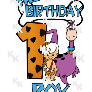 bambam and dino 1st birthday no ballons digital download, png, sublimation