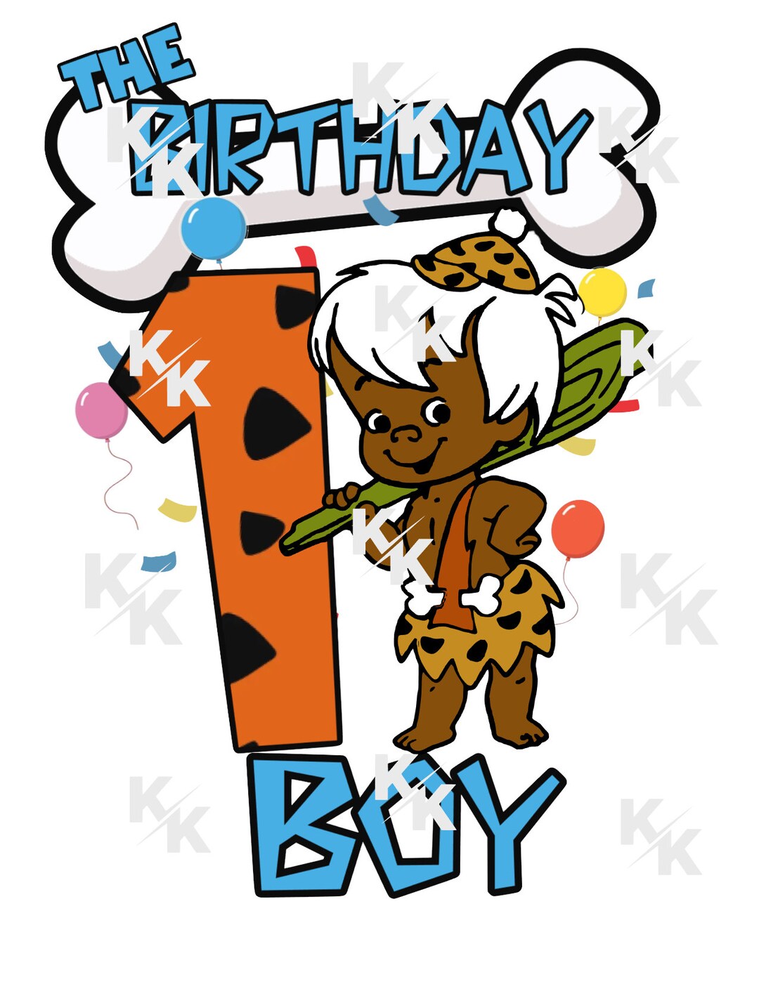 African American Bam Bam First Birthday, Digital Download, Png