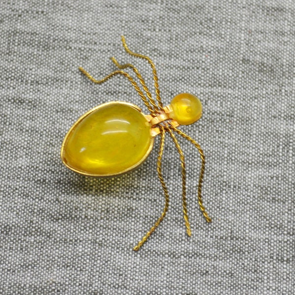 Vintage Amber brooch spider