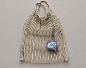 Sac à provisions soviétique vintage en filet, cabas Avoska en maille avec écusson de voiture, années 1970