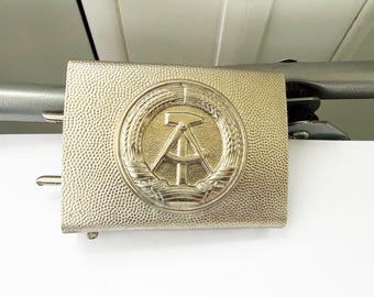 East German GDR/NVA Army Soldier's Belt Buckle – Silver-Colored