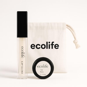 Natural Lip Gloss + Tinted Lip Balm Set | Zero Waste Vegan Lip Care | 6 Colors + Clear | Multi-Purpose | Handmade in Italy