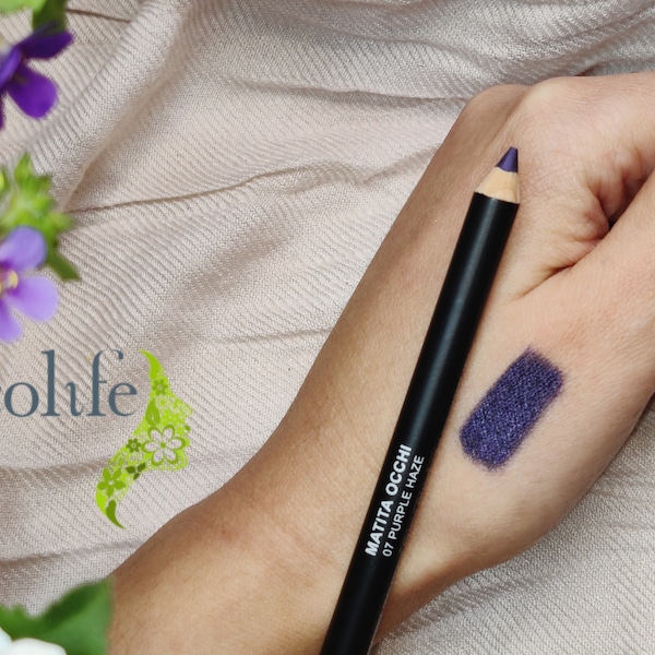 Purple Eyeliner Pencil, Organic Makeup Vegan and Cruelty Free, Made in Italy