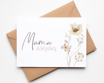 Card | Mom, you are amazing | Greeting card including kraft envelope | Postcard for Mother's Day