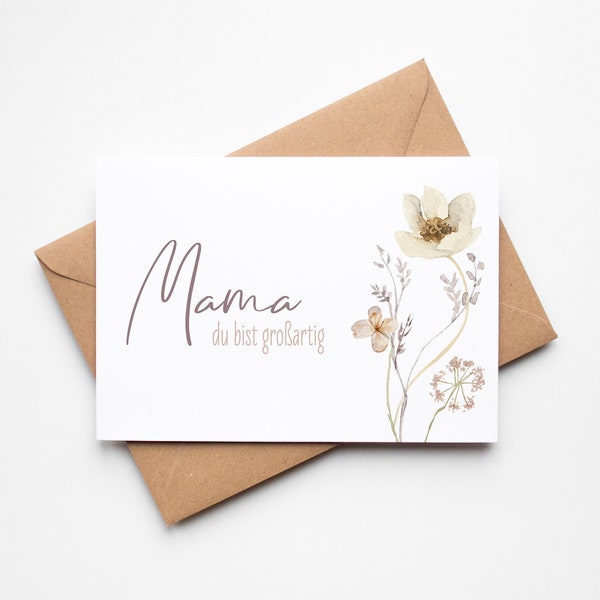 map | Mom you are great | Greeting card including envelope made of kraft paper Postcard for Mother's Day