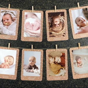 Fotogirlande erstes Jahr, Foto-Girlande erster Geburtstag, Jahresrückblick Baby, Motiv "Bienen"