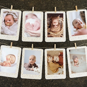 Fotogirlande erstes Jahr, Foto-Girlande erster Geburtstag, Jahresrückblick Baby, Motiv "Wildblumen"