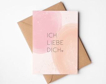 Valentine's Day card "I love you", folding card including envelope made of kraft paper, greeting card declaration of love