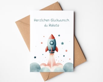 Card Congratulations you rocket, greeting card including envelope made of kraft paper, postcard good luck