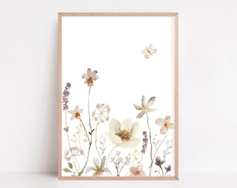 Wildflower poster, watercolor flower print, A4, A3