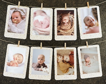 Guirlande photo première année, guirlande photo premier anniversaire, bilan de l'année bébé, motif "fleurs sauvages"