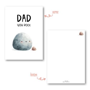 Carte "Papa tu es génial", carte de vœux avec enveloppe en papier kraft, carte postale pour la fête des pères papa et bébé, jeu de mots image 3
