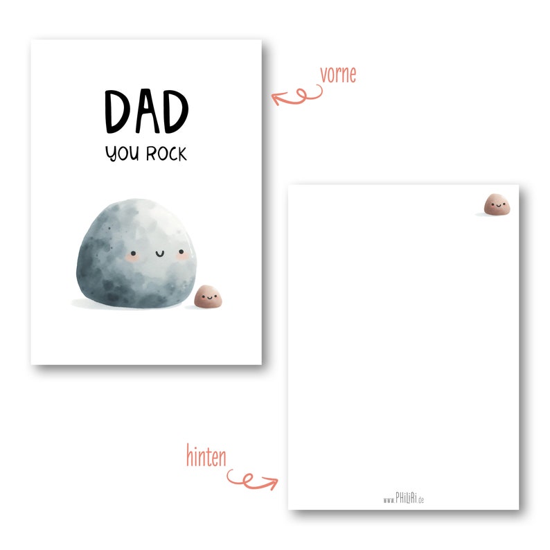 Carte "Papa tu es génial", carte de vœux avec enveloppe en papier kraft, carte postale pour la fête des pères papa et bébé, jeu de mots image 3