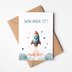 Karte You Rock It!, Grußkarte inkl. Umschlag aus Kraftpapier, Postkarte viel Erfolg
