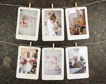 Photo garland for first year, photo garland for first birthday, baby year in review, "Wildflowers" motif