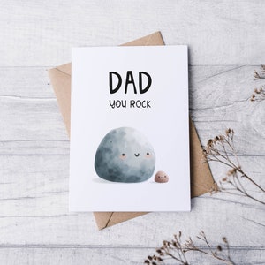 Carte "Papa tu es génial", carte de vœux avec enveloppe en papier kraft, carte postale pour la fête des pères papa et bébé, jeu de mots image 2