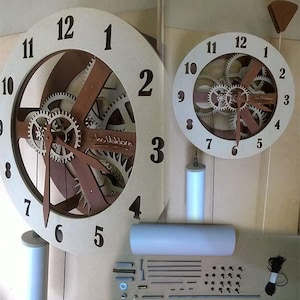 laser cnc cut wooden mechanical wall clock 3d puzzle model dxf file