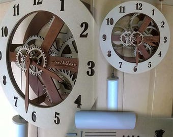 laser cnc cut wooden mechanical wall clock 3d puzzle model dxf file
