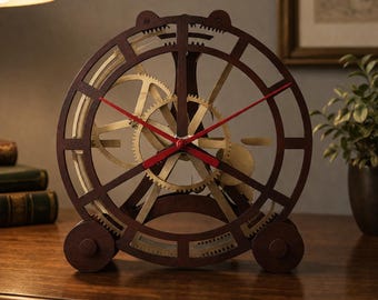 woodworking clock design laser and cnc cut files ( many gears )