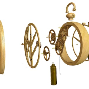 mechanic wooden clocks with many layers and gears