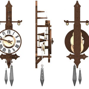 wooden Mechanical Clock with many layers and gears design DXF files