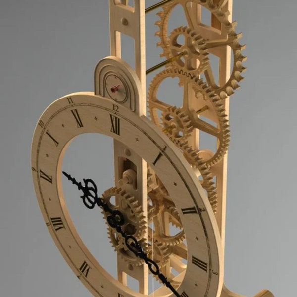 Wooden clock with many layers and gears laser cut and CNC PDF files