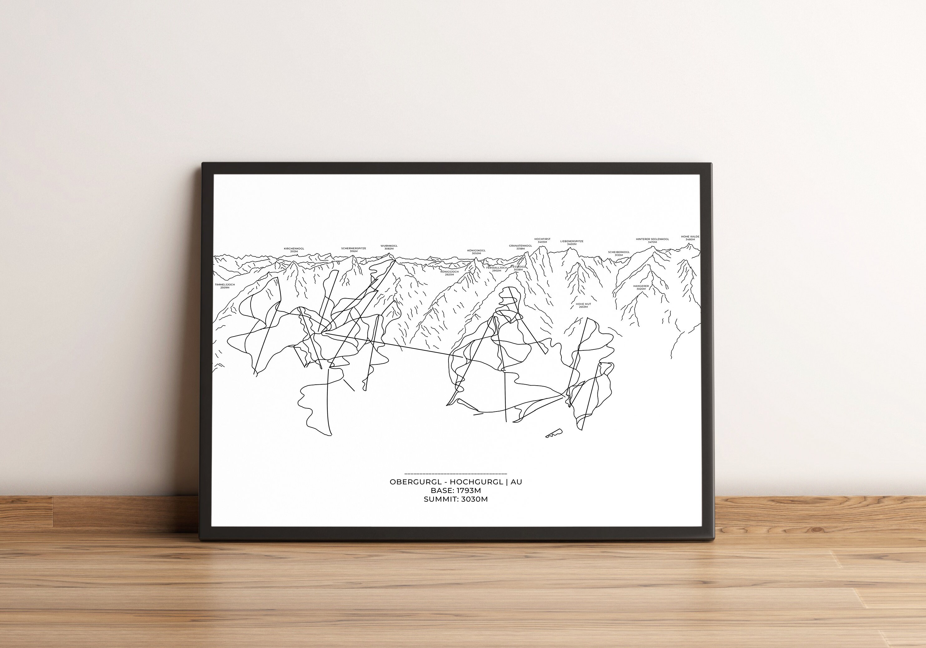 Ski area, ski map, piste map Obergurgl-Hochgurgl, ski map, skiing, ski vacation, map, wall art, DinA3, DinA4, DinA5
