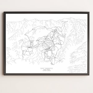 Ski area, ski map, piste map Ischgl, ski map, skiing, ski vacation, map, wall art, DinA3, DinA4, DinA5