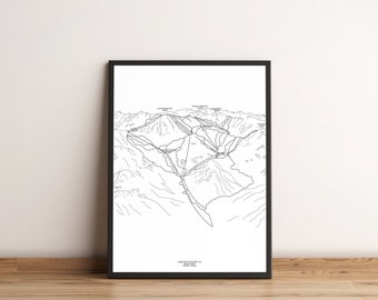 Ski area, ski map, piste map Stubai, Stubai Glacier, ski map, skiing, ski vacation, map, wall art, DinA3, DinA4, DinA5